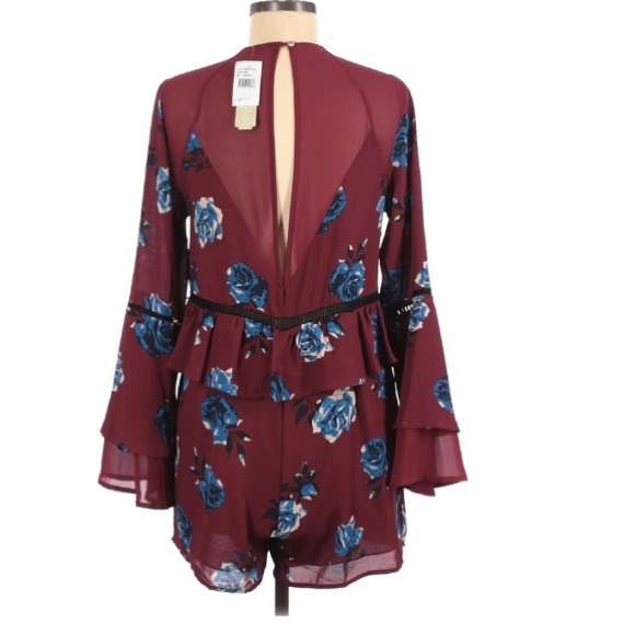 GIANNI BINI FLORAL WINE COLOR ROMPER S… - Picture 2 of 7